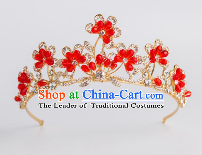 Baroque Bride Hair Accessories Classical Royal Crown Red Imperial Crown Headwear for Women
