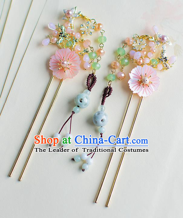 Chinese Traditional Palace Hair Accessories Shell Flower Hair Clips Ancient Xiuhe Suit Hairpins for Women