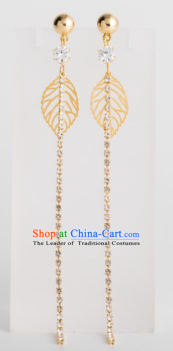 Bride Classical Accessories Earrings Pendant Wedding Golden Leaf Tassel Eardrop for Women