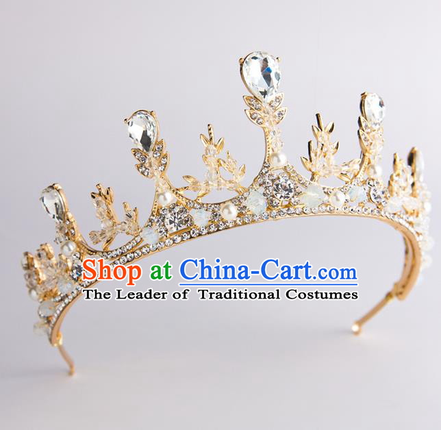 Baroque Bride Hair Accessories Princess Golden Royal Crown Wedding Classical Crystal Imperial Crown for Women