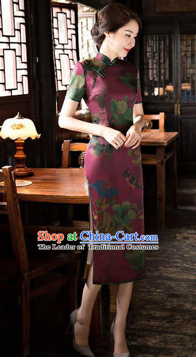 Chinese National Costume Handmade Tang Suit Qipao Dress Traditional Watered Gauze Cheongsam for Women
