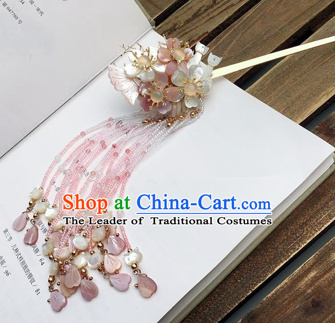 Traditional Handmade Chinese Ancient Classical Hair Accessories Flowers Butterfly Tassel Hairpins for Women