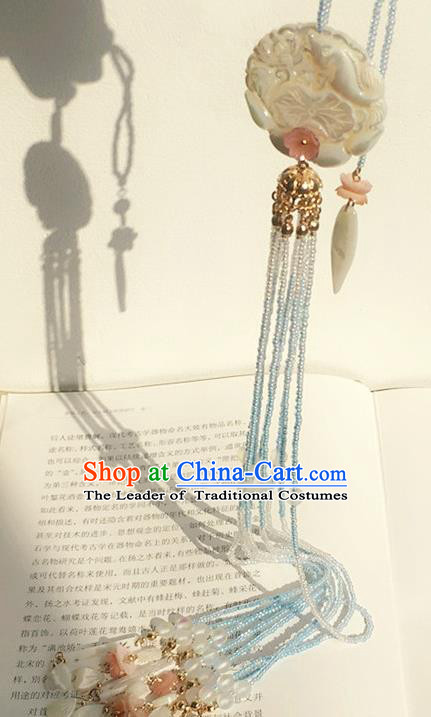 Traditional Handmade Chinese Ancient Classical Accessories Hanfu Tassel Jade Pendant for Women