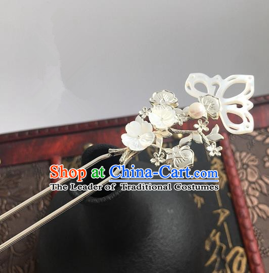 Traditional Handmade Chinese Ancient Classical Hair Accessories Hairpins Shell Lotus Hair Stick for Women