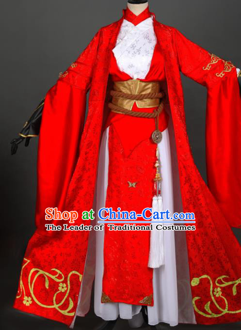 Chinese Ancient Swordswoman Costume Cosplay Female Knight-errant Dress Hanfu Clothing for Women
