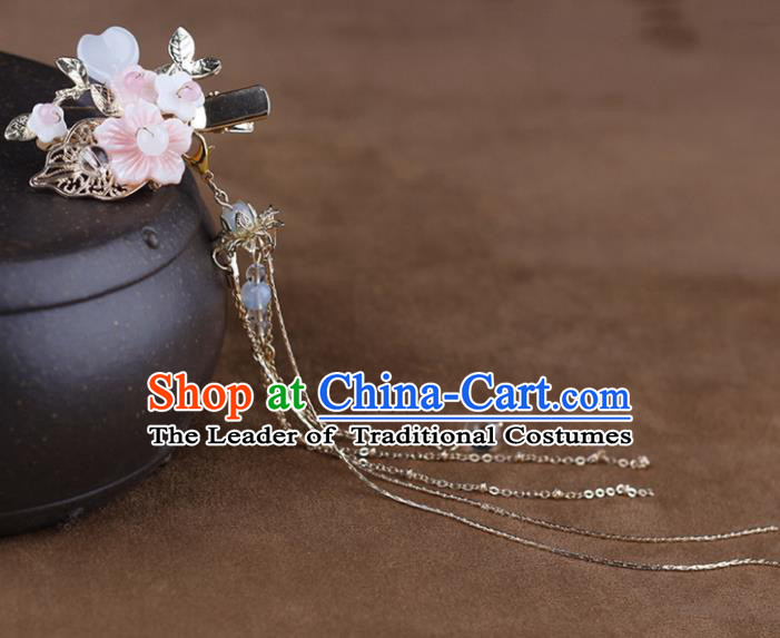 Chinese Traditional Handmade Hair Accessories Ancient Moon Hairpins Hanfu Tassel Hair Claw for Women