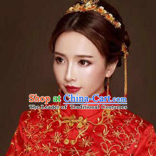 Chinese Traditional Hair Accessories Bride Xiuhe Suit Blueing Hair Clasp Ancient Hairpins Complete Set for Women
