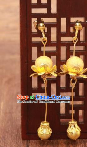 Traditional Chinese Jewelry Accessories Golden Eardrop Ancient Hanfu Tassel Earrings for Women