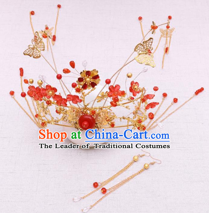 Chinese Traditional Hair Accessories Xiuhe Suit Handmade Phoenix Coronet Ancient Hairpins for Women