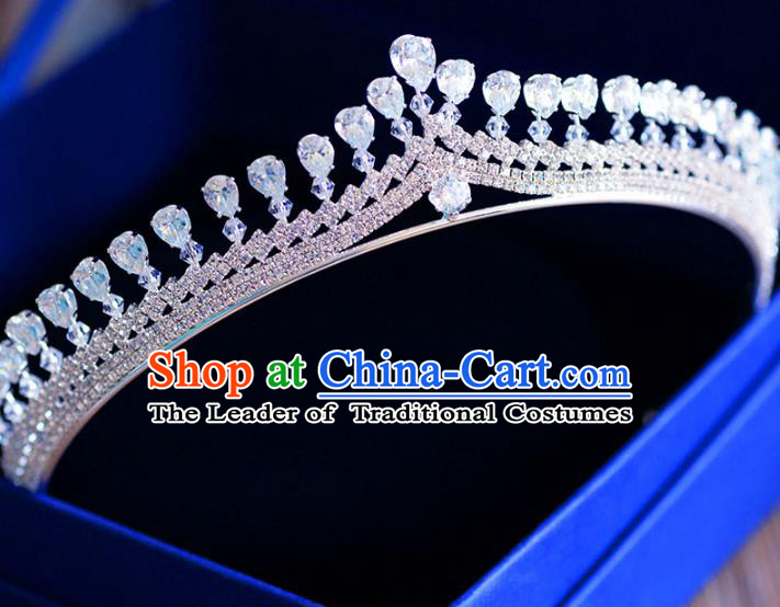 Top Grade Handmade Baroque Zircon Royal Crown Bride Zircon Hair Imperial Crown for Women
