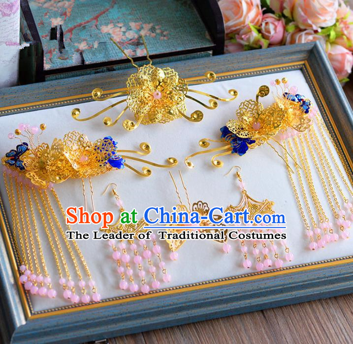 Ancient Chinese Handmade Traditional Hair Accessories Hair Clips Xiuhe Suit Hairpins for Women