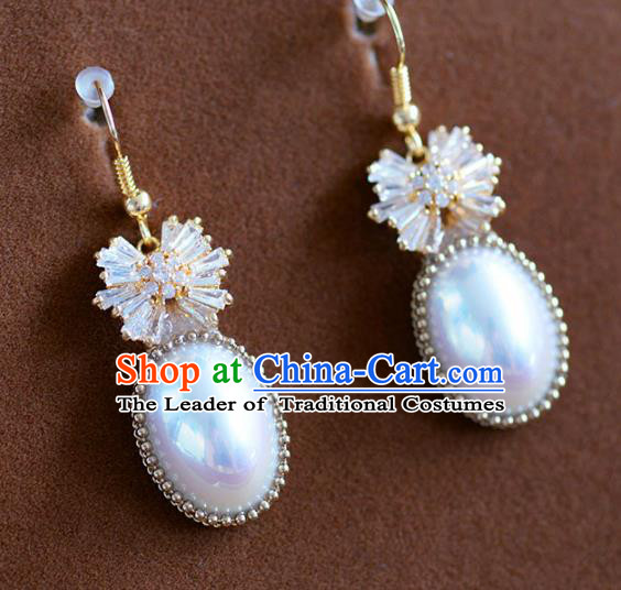 Top Grade Handmade Wedding Earrings Accessories Bride Pearl Eardrop for Women