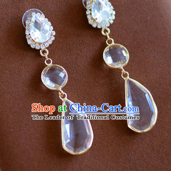 Top Grade Handmade Wedding Crystal Earrings Accessories Bride Pearl Eardrop for Women