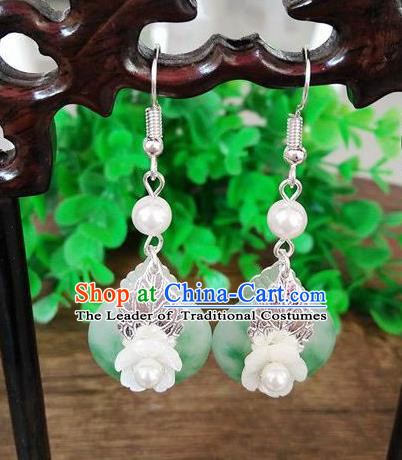 Top Grade Chinese Handmade Wedding Accessories Pearl Eardrop Hanfu Jade Earrings for Women