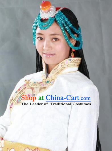 Chinese Zang Nationality Handmade Hair Accessories Tibetan Minority Headwear for Women