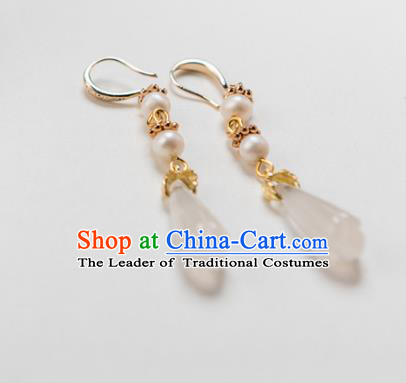Chinese Ancient Handmade Jewelry Accessories Hanfu Magnolia Earrings for Women