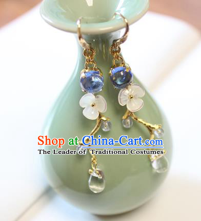 Chinese Ancient Handmade Coloured Glaze Earrings Accessories Hanfu Eardrop for Women