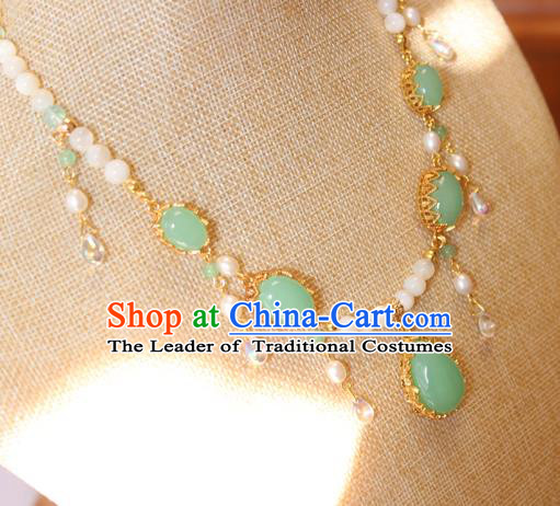 Chinese Ancient Handmade Jade Necklace Accessories Hanfu Necklet for Women