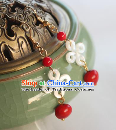 Chinese Ancient Handmade Hanfu Chinese Knot Earrings Accessories Eardrop for Women
