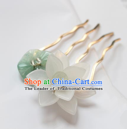 Chinese Ancient Handmade Lotus Hair Comb Hair Accessories Hanfu Hairpins for Women