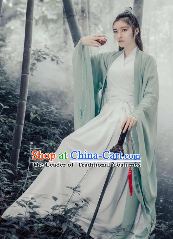 Chinese Ancient Heroine Costumes Wei Jin Dynasty Swordswoman Hanfu Dress Clothing for Women