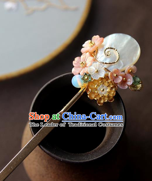 Chinese Ancient Handmade Hair Clip Classical Hair Accessories Hanfu Shell Hairpins for Women