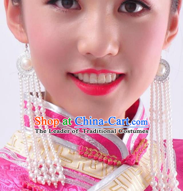Chinese Handmade Mongol Nationality Accessories Mongolian Earrings for Women