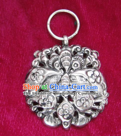 Chinese Miao Nationality Silver Ornaments Traditional Hmong Necklace Pendant Accessories for Women
