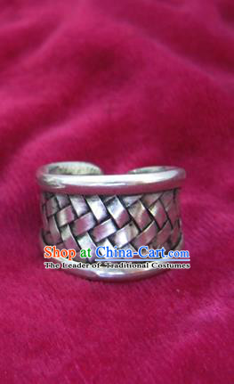 Chinese Miao Nationality Sliver Ornaments Traditional Hmong Handmade Ring for Women