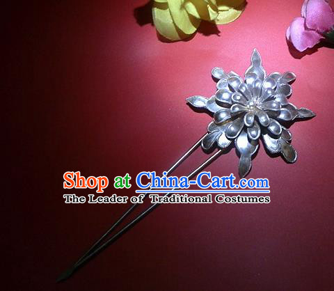 Chinese Traditional Miao Nationality Hair Accessories Miao Sliver Flower Hairpins Headwear for Women