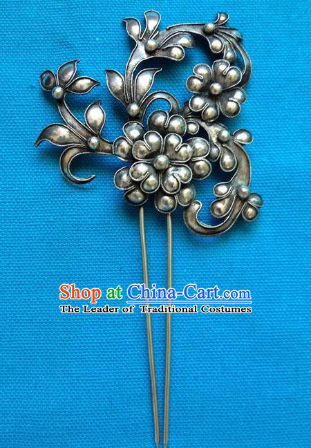 Chinese Traditional Miao Nationality Hair Accessories Minority Hair Clip Hairpins Headwear for Women
