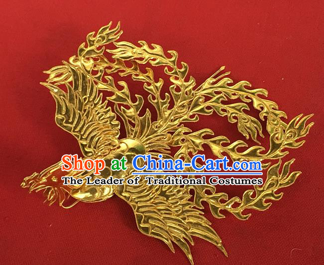 Chinese Traditional Miao Nationality Golden Phoenix Hair Clip Hair Accessories Hairpins Headwear for Women