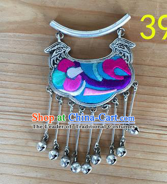 Chinese Traditional Miao Sliver Ornaments Accessories Longevity Lock Necklace Pendant for Women