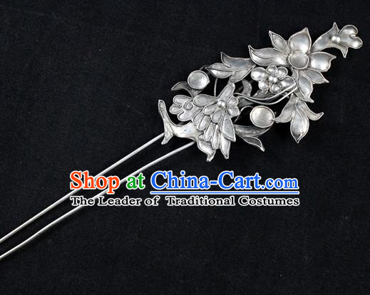 Traditional Chinese Miao Nationality Lotus Hairpins Hair Accessories for Women