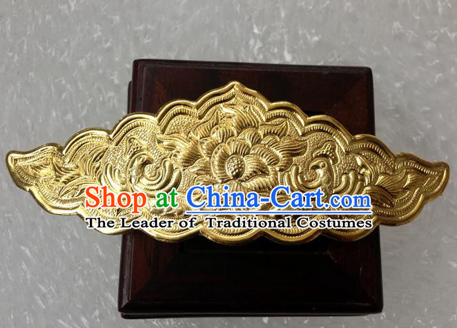 Traditional Chinese Miao Nationality Golden Hairdo Crown Hairpins Hair Accessories for Women
