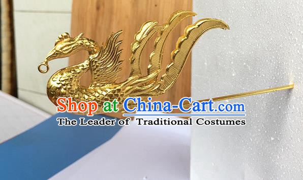 Traditional Chinese Miao Nationality Hair Clip Golden Phoenix Hairpins Hair Accessories for Women
