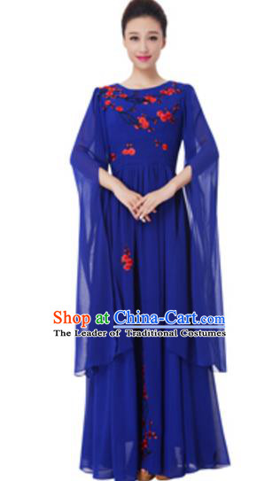 Top Grade Chorus Group Choir Embroidered Royalblue Full Dress, Compere Stage Performance Modern Dance Costume for Women