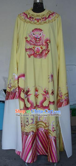 Chinese Traditional Shaoxing Opera Prince Embroidered Dragon Yellow Robe Peking Opera Niche Costumes for Adults
