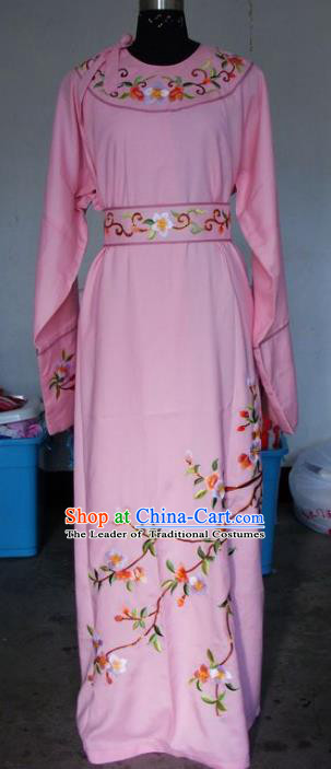 Chinese Traditional Shaoxing Opera Embroidered Peach Blossom Pink Robe Peking Opera Niche Costumes for Adults