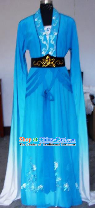 Chinese Traditional Beijing Opera Actress Blue Dress China Peking Opera Embroidered Costumes for Adults
