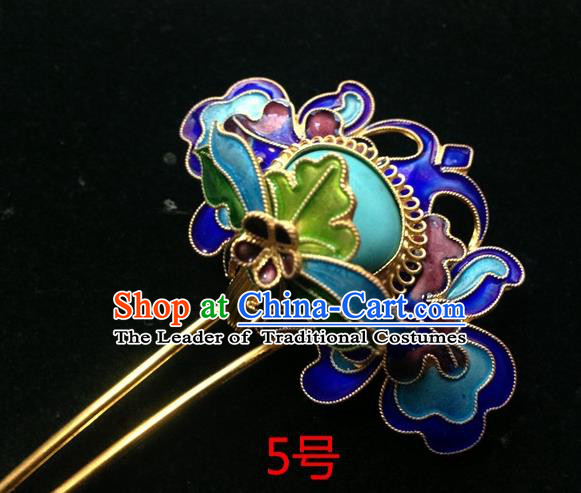 Chinese Traditional Ancient Cloisonne Lotus Hairpins Hair Accessories Hair Clip for Women