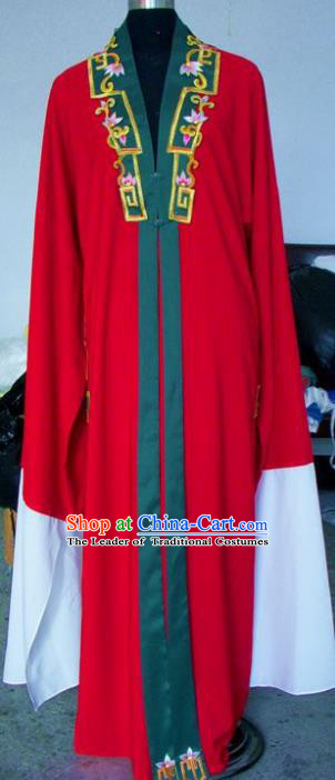 Chinese Traditional Shaoxing Opera Scholar Red Cloak Peking Opera Niche Embroidered Costumes for Adults