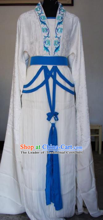 Chinese Traditional Beijing Opera Actress White Dress China Peking Opera Embroidered Lotus Costumes for Adults