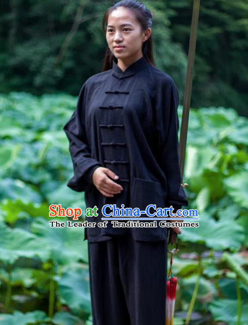 Chinese Traditional Martial Arts Costumes Tai Chi Kung Fu Black Suits for Women