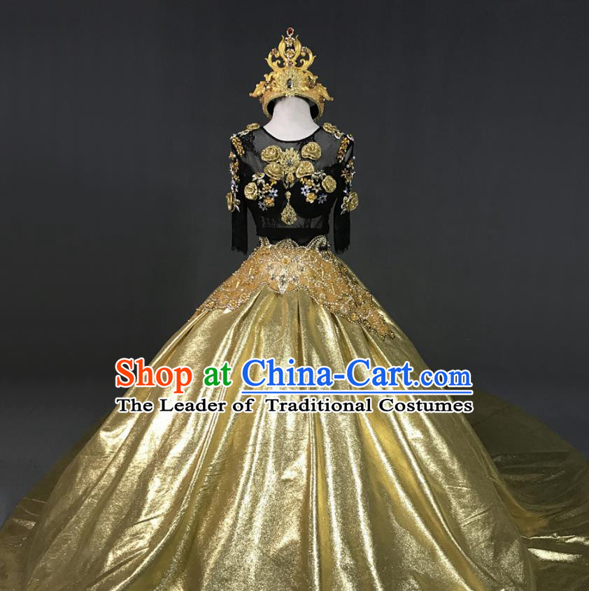 Top Grade Models Show Costume Stage Performance European Court Queen Full Dress for Women