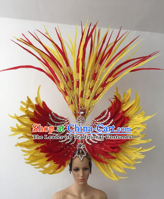 Brazilian Carnival Rio Samba Dance Feather Headdress Miami Catwalks Hair Accessories for Women