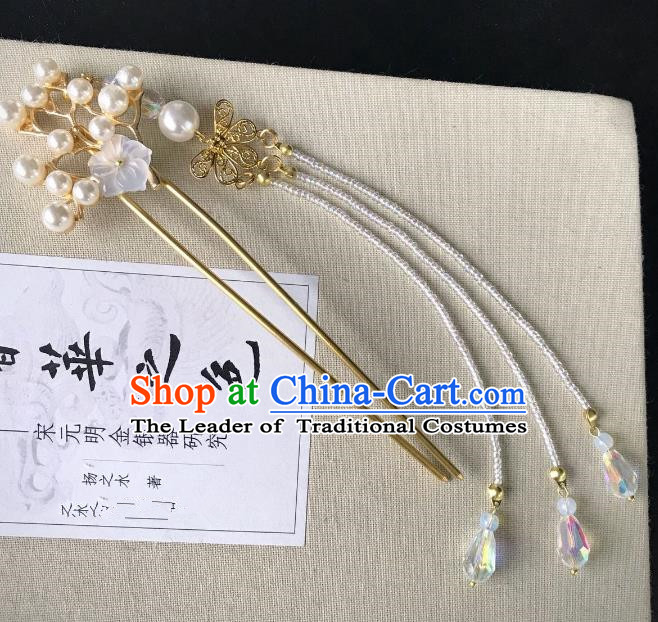 Chinese Traditional Hair Accessories Tassel Step Shake Ancient Crane Hairpins for Women