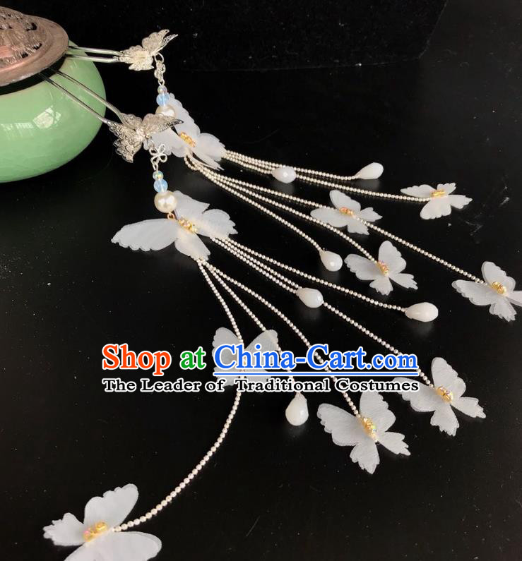 Chinese Traditional Hair Accessories Tassel Step Shake Ancient Butterfly Hairpins for Women