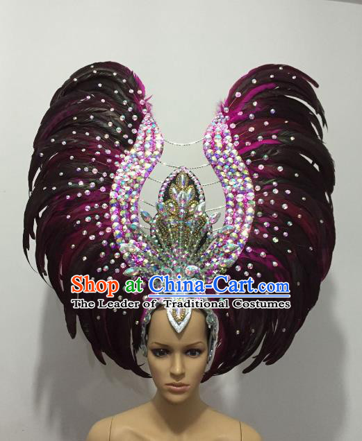 Brazilian Rio Carnival Samba Dance Deluxe Feather Headdress Stage Performance Hair Accessories for Women