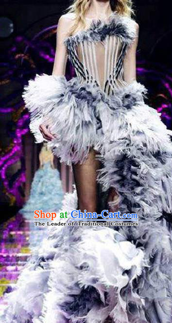 Top Grade Chinese Catwalks Costume Halloween Stage Performance Grey Dress Brazilian Carnival Clothing for Women